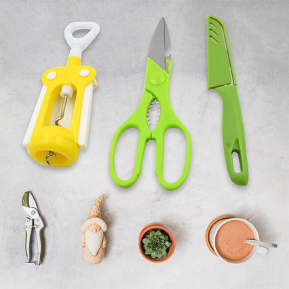 Multifunction Kitchen Tools Stainless Steel And Plastic Kitchen Knife And Scissor Ideal Accessory Set For Kitchen
