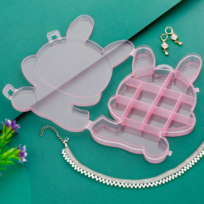 Transparent Cartoon Bear Clear Plastic Storage Box Jewelry Box Jewelry Organizer Holder Cabinets For Small Objects (1 Pc)