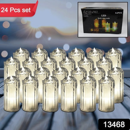 24 Pcflameless And Smokeless Decorative Melting Candles Led Tea Light Candle Flickering Electronic Candle