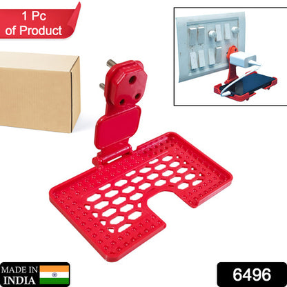Multi-Purpose Wall Holder Stand For Charging Mobile Just Fit In Socket And Hang (Red)