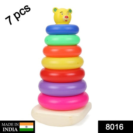 Plastic Baby Kids Teddy Stacking Ring Jumbo Stack Up Educational Toy 7Pc