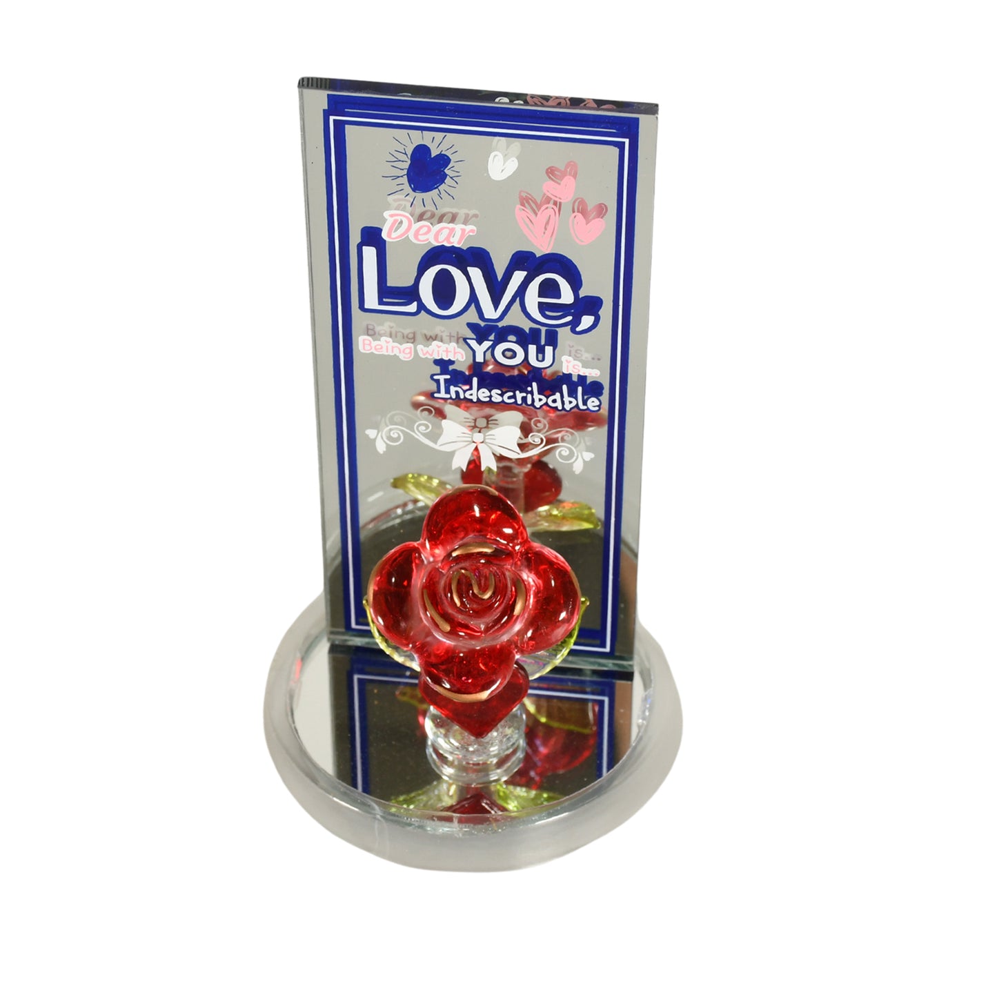 Lovely Rose Gift Showpiece Love Showpiece Valentines Day Gift Cute Anniversary Wedding Birthday Boyfriend Husband Romantic Unique Gift Set Home Decoration Gift Set (1 Pc)