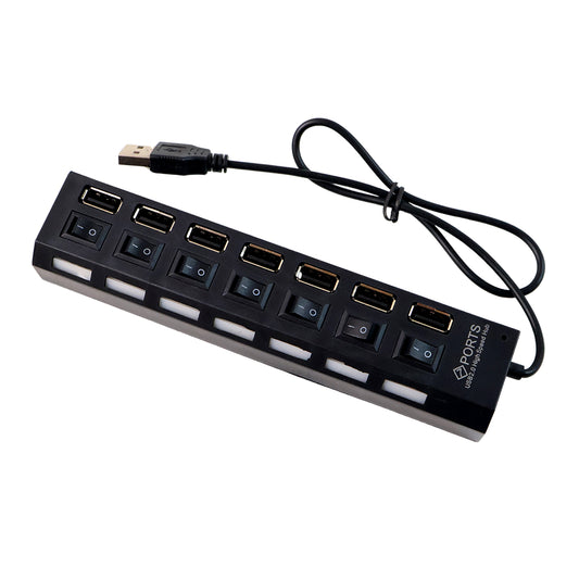 Usb Splitter Multi Port Usb 2.0 Hub 7 Port With Independent Onoff Switch And Led Indicators Usb A Port Data Hub Suitable For Pc Computer Keyboard Laptop Mobile Hdd Flash Drive Camera Etc