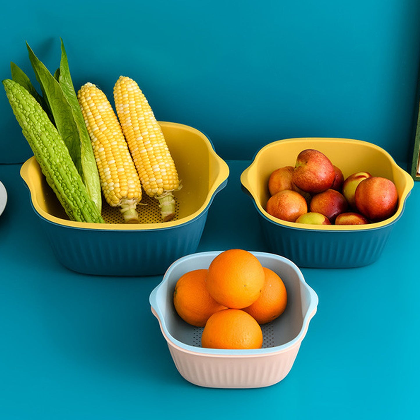 Kitchen Bowl Plastic Washing Bowl And Strainer Drainer Basket For Home  Kitchen Use