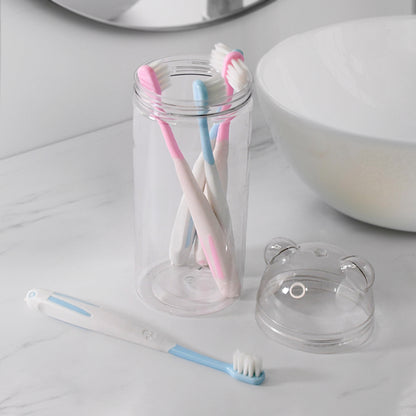 Multipurpose Travel-Friendly Toothbrush Holder With 4 Soft Bristle Toothbrushes