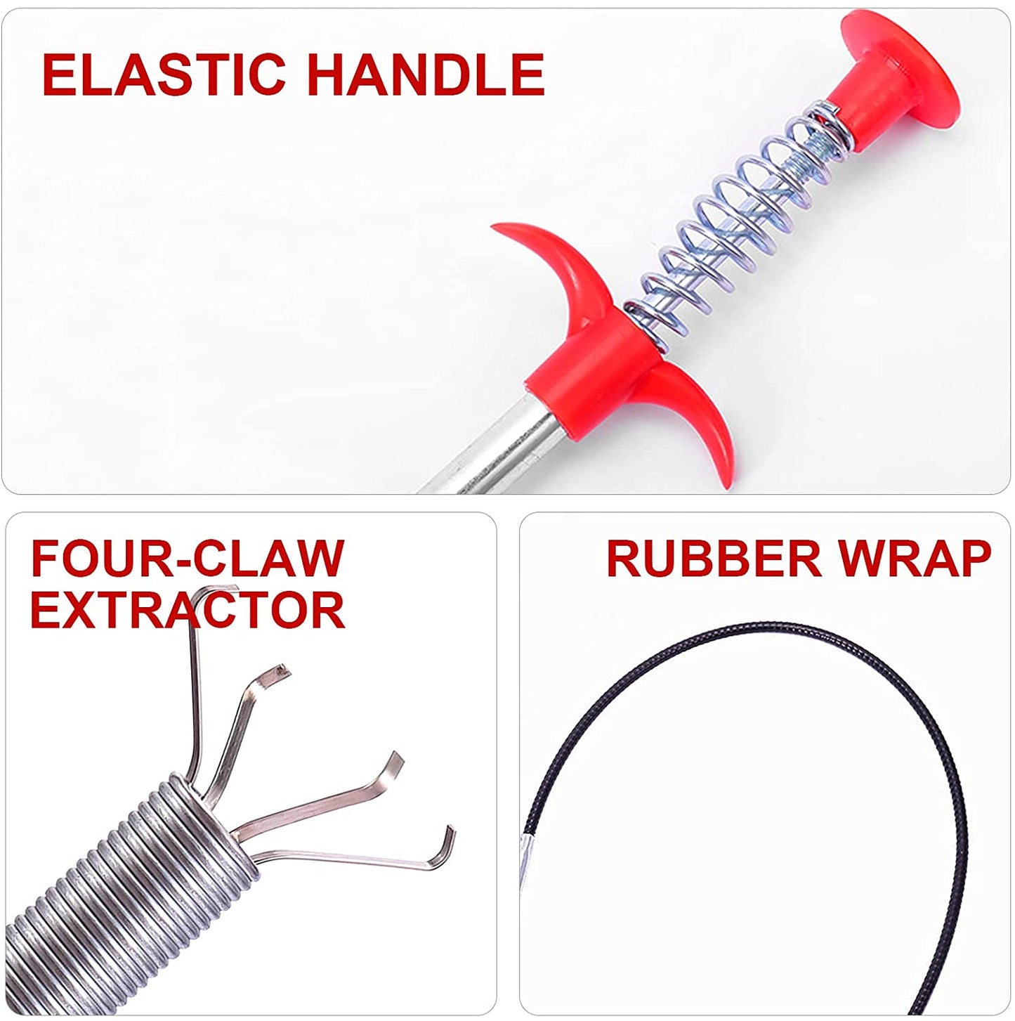 Multifunctional Cleaning Claw Pilpe Cleaner Drainage Block Remover Drain Spring Pipe Dredging Tool Drain Cleaning Tool For Hair Drain Drain Cleaner Sticks Drain Pipe Clearer (290 Cm)