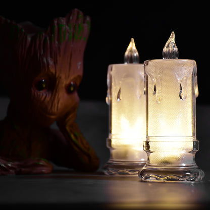 Big Size Flameless Melted Design Candles For Decoration (Set Of 12Pc)