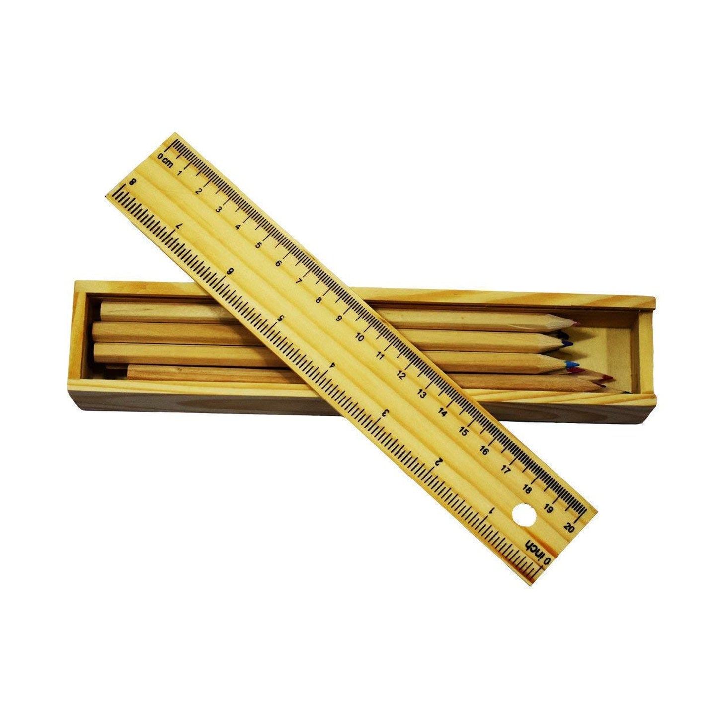 Colorful Wooden Pencil Set With Pencil Box Ruler Sharpener For For Kids Artist Architect