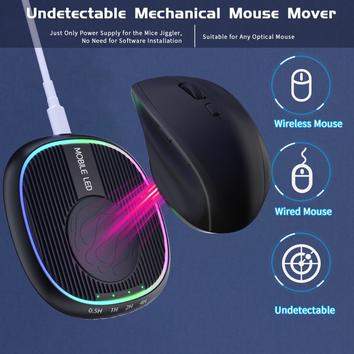 Mobile LED Automatic LED Mouse Mover Device Undetectable Mouse Jiggers