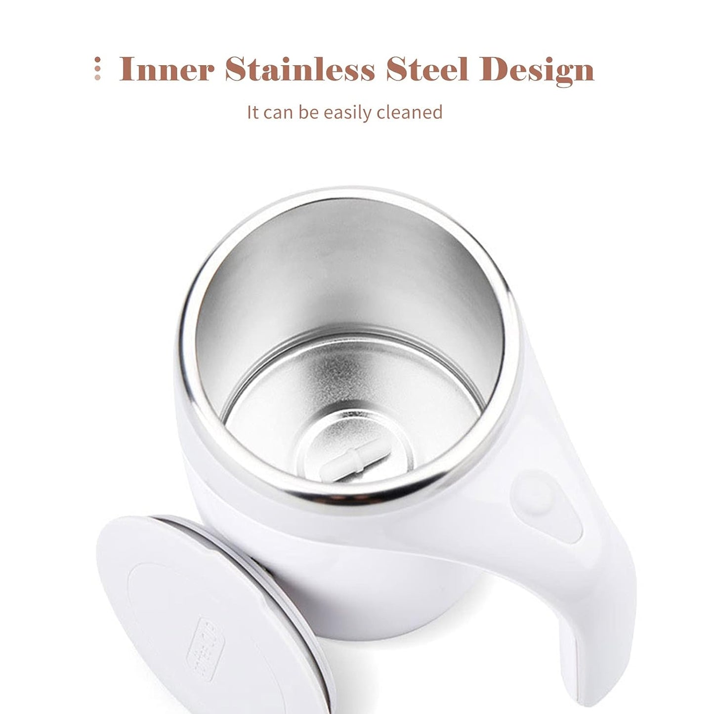 Stirring Coffee Mug  Magnetic Stirring Coffee Cup  Stainless Steel Mug For Milk  Travel Mixing Cup  Self Stirring Coffee Mug Suitable For Coffee Milk Hot Chocolat  Battery Operated ( Battery Not Included )