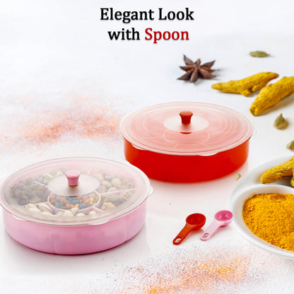 Multipurpose Dry-Fruit And Masala Box With Single Spoon.