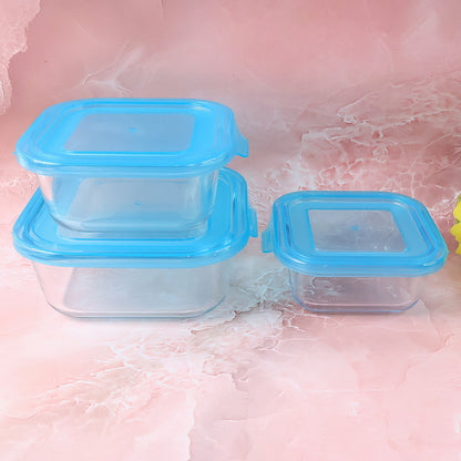 Premium Quality 3-Piece Square Glass Food Storage Container  Bowl Set