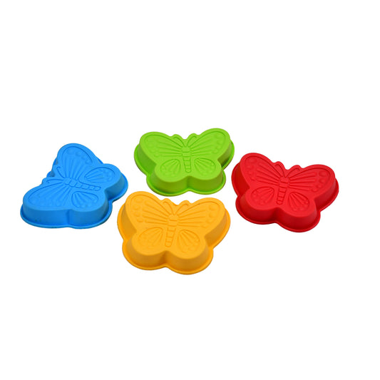 Butterfly Shape Cake Cup Liners I Silicone Baking Cups I Muffin Cupcake Cases I Microwave Or Oven Tray Safe I Molds For Handmade Soap Biscuit Chocolate Muffins Jelly  Pack Of 4