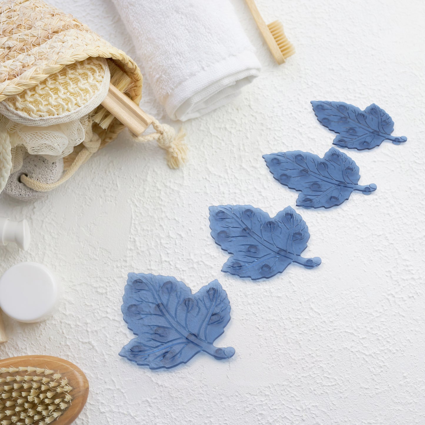 Minipvc Anti-Slip Bat Mat Non Slip Baby Bath Mats Mini Child Safety Anti Slip Shower Mats Star Leaf Shaped For Kids (4 Pc Set)