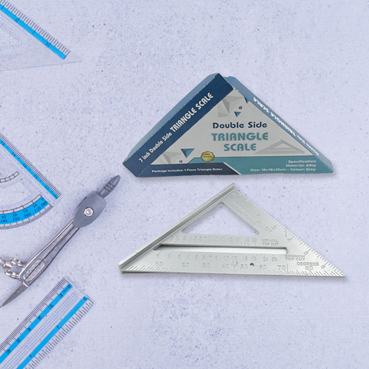 Double Side Scale Triangle Measurement Hand Tool 45 Degree Triangle Ruler Home For Industry Aluminum Alloy Rafter Square 7-Inch Length
