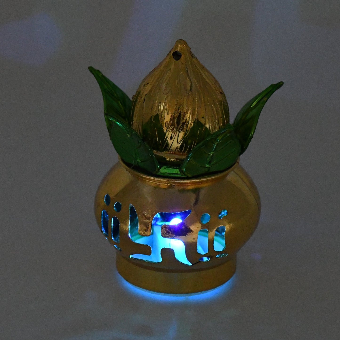 Goldplated Eco Friendly Led Kalash  For Pooja Mandir (1 Pc  Multicolor Led)