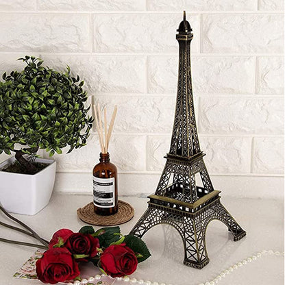Antique Finish 3D Metal Paris Eiffel Tower Metal Craft Famous Landmark Building Metal Statue Cabinet Office Gifts Decorative Showpiece.