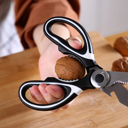 3 In1 Multi-Function Kitchen Household For Vegetables Fruit Cheese  Meat Slices With Bottle Opener Stainless Steel Sea Food Scissor (1 Pc )