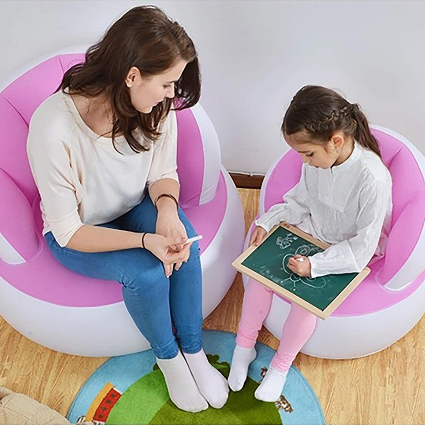 Kidsinflatable Sofa Chair With Backrest  Foot Air Pump With Hose (1 Set  85X74 Cm Approx)
