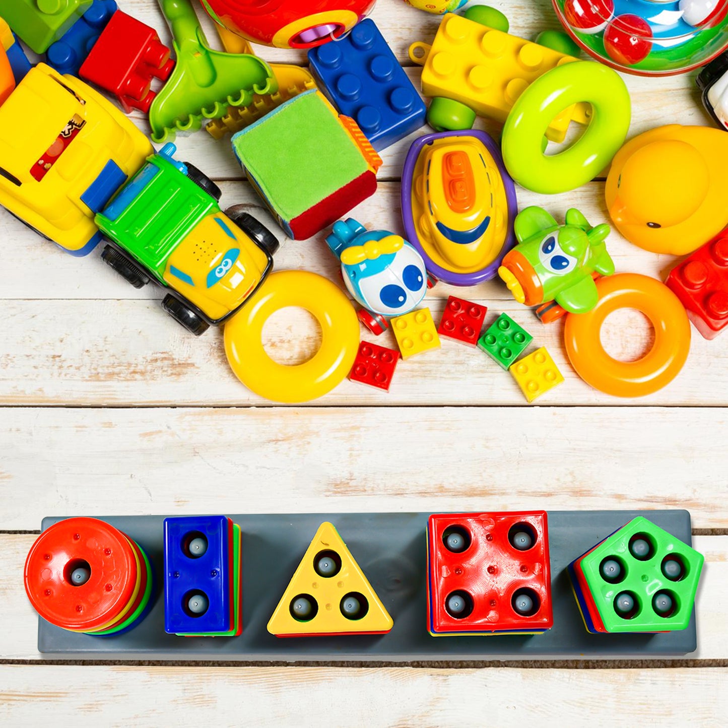 Geometric Brick With Box- 5 Angle Matching Column Blocks For Kids - Preschool Educational Learning Toys.