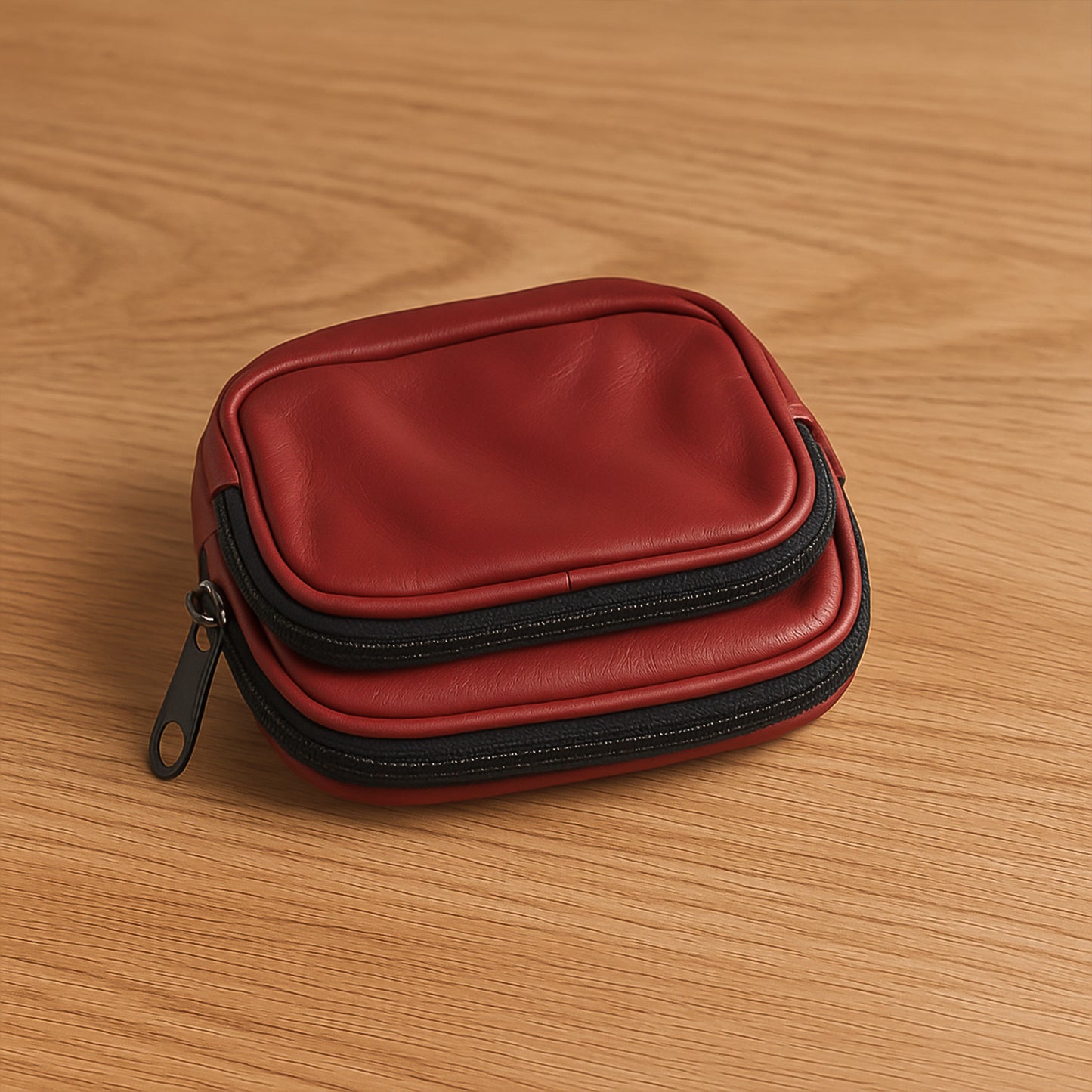 Premium Leather Zippered Card Holder  Accessories Case
