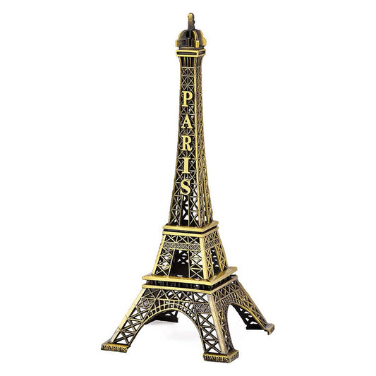 Antique Finish 3D Metal Paris Eiffel Tower Metal Craft Famous Landmark Building Metal Statue Cabinet Office Gifts Decorative Showpiece.
