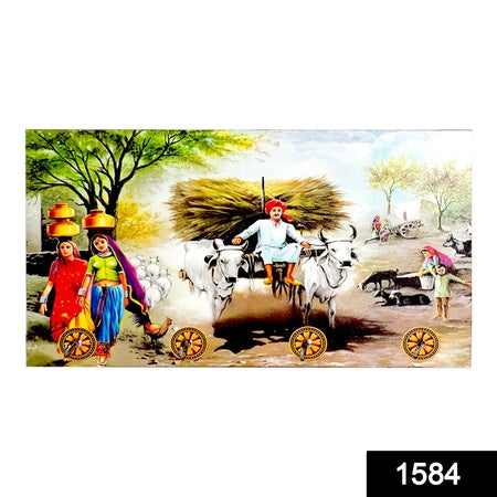 Decorative Wooden Landscape Art With Hooks For Wall Hanging