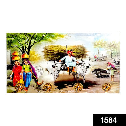 Decorative Wooden Landscape Art With Hooks For Wall Hanging