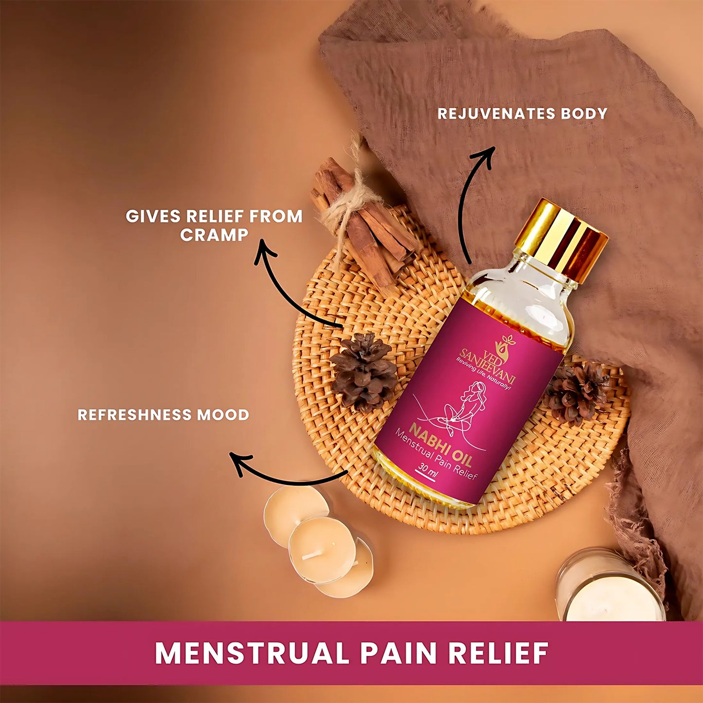 Ved Sanjeevani Nabhi Oil For Menstrual Pain Relief (30Ml  1 Pc)