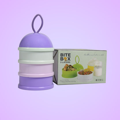 3 Layer Lunch Box Unique Design Bite Lunch Box With Liquid  Food Container Lunch Box (Green)