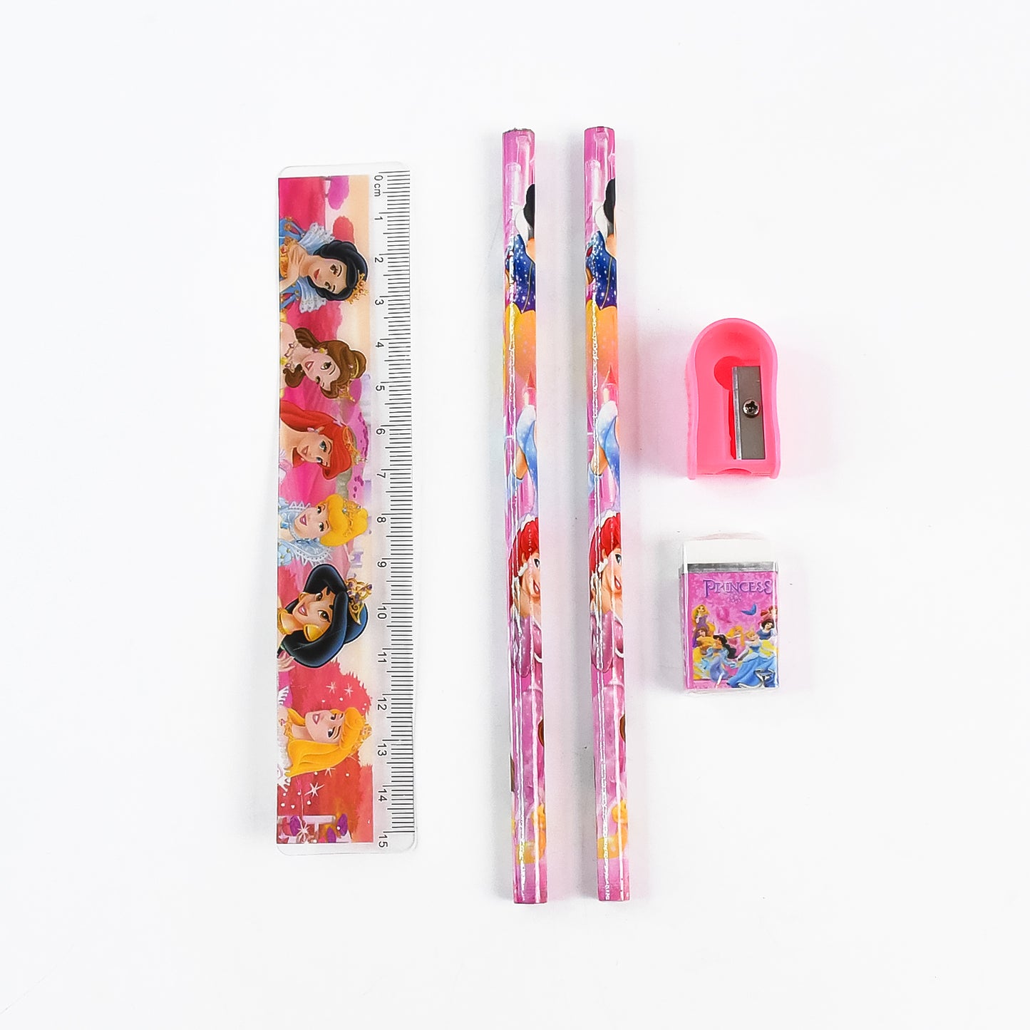 Mix Design Cartoon Wooden Pencil Set Stationary Set 5 In 1 Items Educational Item For School Going Kids Stationary Set For Girls Boysstationary For Schoolgift Pack For Girls Kidsbirthday Gift Kids (5 Pc Set )