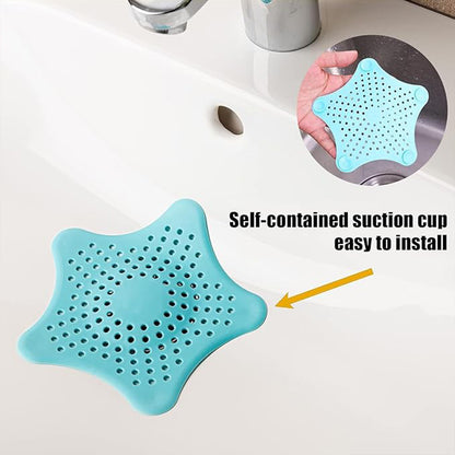 Aquablue Silicone Star Shaped Sink Filter Bathroom Hair Catcher Drain Strainers For Basin