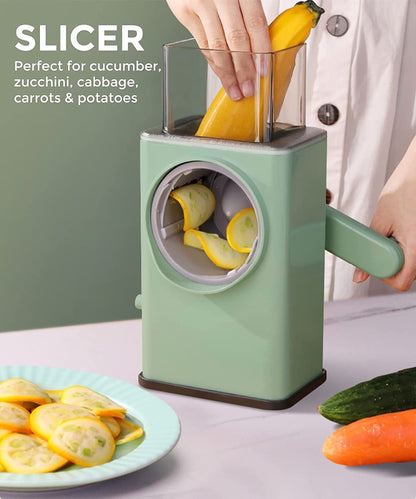 Vegetable Shredder Round Mandolin Slicer Grater Shredder Salad Maker - Large Feed Port - Suction Base - Cutter For Vegetable Fruit Cookie.