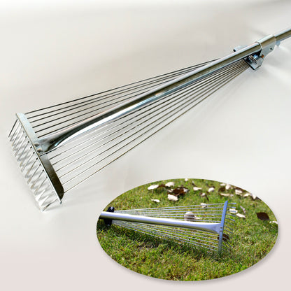115-152 Cm Rake For Gardening Stainless Steel Telescopic Garden Rake For Quick Clean Up Of Lawn And Yard Adjustable Rake Claws Spacing Garden Broom With Long Handle For Clean Leaves (Moq - 2 Pc)