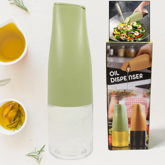 Oil Dispenser 500Ml Cooking Oil Dispensing Cruets Oil Bottle With Automatic Open Lid Kitchen Glass Oil Pot Cooking Oil Bottle For Kitchen Grilling Frying (500 Ml)