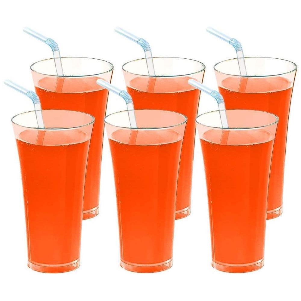 Stylish Look Plastic Juicy Glass Transparent Glasses Set 300Ml (6Pcs)