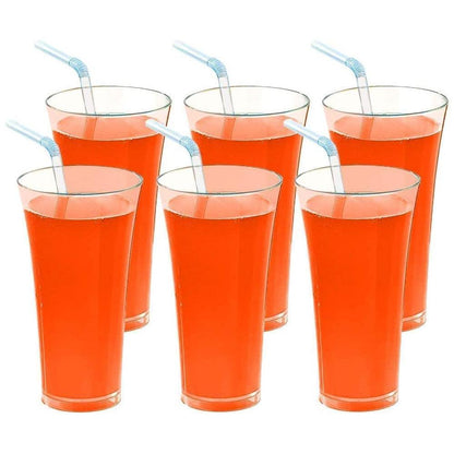 Stylish Look Plastic Juicy Glass Transparent Glasses Set 300Ml (6Pcs)