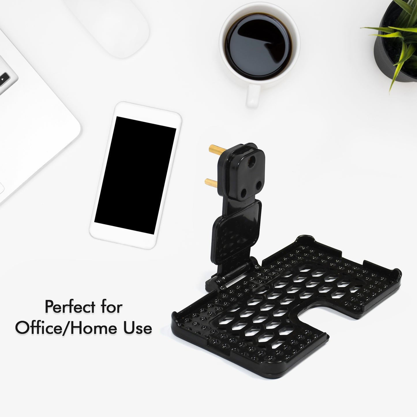 Multi-Purpose Wall Holder Stand For Charging Mobile Just Fit In Socket And Hang ( Black )