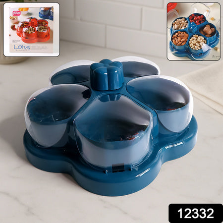 Lotusshape Rotating Dry Fruit  Snack Organizer Box With Compartments (1 Pc)