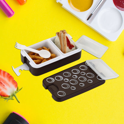 Airtight Lunch Box 2 Compartment Lunch Box Leak Proof Food Grade Material Lunch Box Modern Appearance  Compact Lunch Box With Spoon