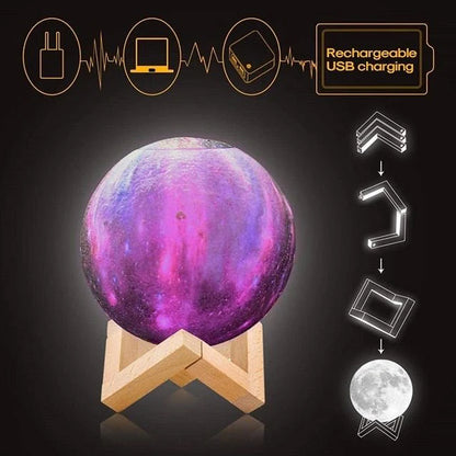 3D 2 In 1 Led Printed Moon Lamp  Aroma Diffuser (1 Pc)