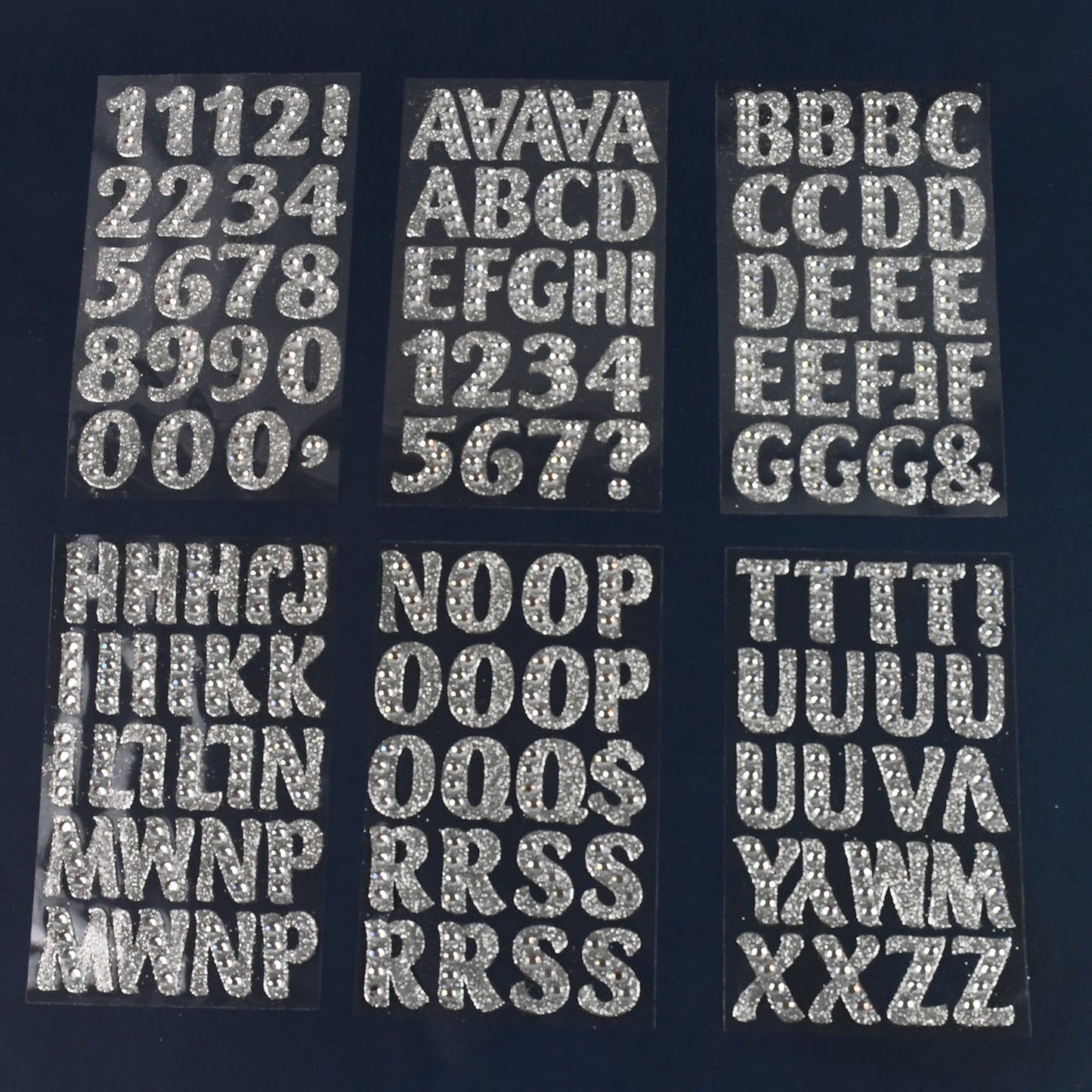 Silver Gem Letter  Numbers Stickers 1 Inch Letters 130 Count (Pack Of 6 Sheets)