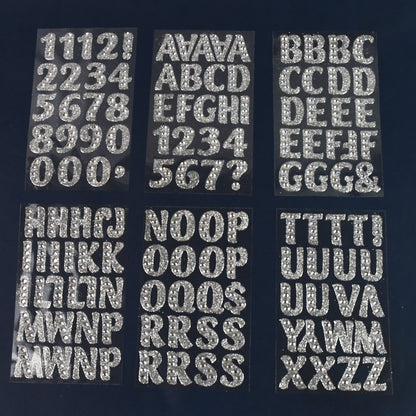 Silver Gem Letter  Numbers Stickers 1 Inch Letters 130 Count (Pack Of 6 Sheets)