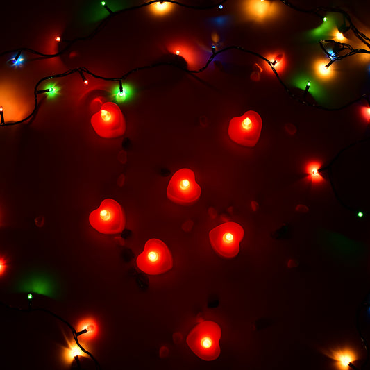 Flameless Candles Led Heart Shape Tea Light Candles Multi Color Electrical Diya Candles Battery Operated Fake Candles For Gifthome Decoration Diwali Navratri Lighting (Pack Of 24)