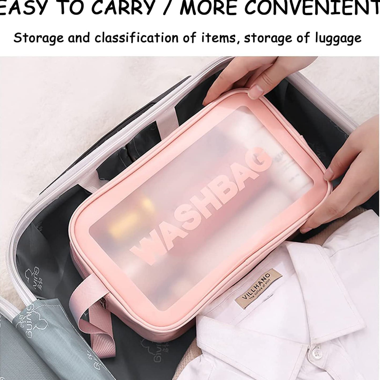 Cosmetic Pouch Make Up Bag For Home  Travel Toiletry Bag For Cosmetics Brushes Accessories Set Of 3 Small Medium  Big - Wash Bag
