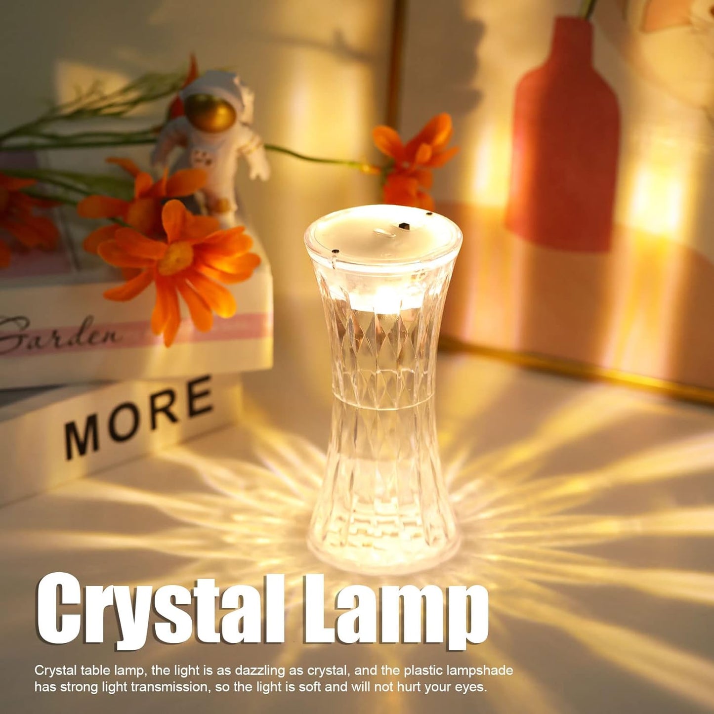 Crystal Lamp Universal Night Light Soft Lighting Eye Protection For Nursery Study Bedroom Transparent Crystal Table Soft Lighting Multipurpose For Hotel For Office For Childrens Room (12Pc Moq)