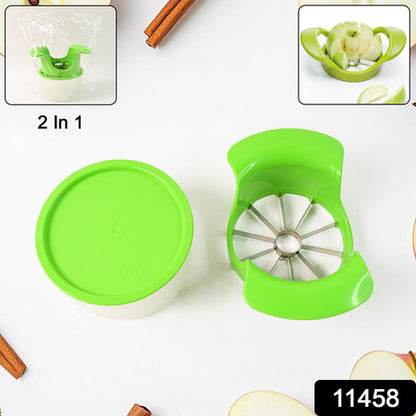 Apexapple Cutter With Container  Unbreakable Abs Body  Stainless Steel Blades