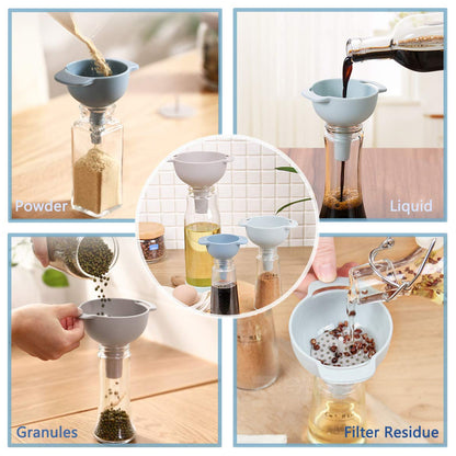 3 In 1 Kitchen Funnel Set Of 3 Funnel For Filling Bottle Small Canning Funnel With Handle Food Grade Plastic Funnel With Detachable Strainer Filter For Liquid Dry Ingredients And Powder