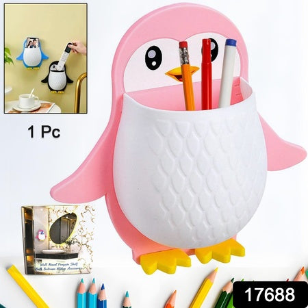 Penguin Storage Box Adhesive Remote Case Electric Toothbrushes Holder Universal Controller Holder Wall Nightstand Office Plastic Wall Mount