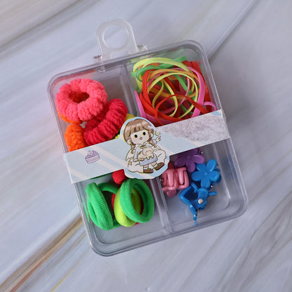 Kidshair Bands Rubber Bands  Cute Hair Clips In Storage Box (Mix Design  1 Set)